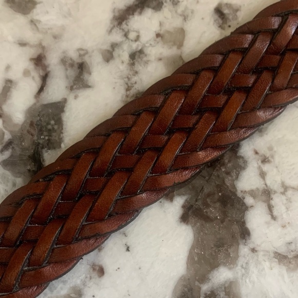Braided Full Grain Cowhide Leather Belt 38/95 Brown - Solid Brass Buckle - Picture 3 of 10